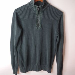 Method S Womens Pullover 1/4 Zip Sweater in Faded Forest Green. Gorpcore